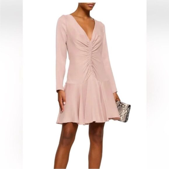 Zimmermann 100% viscose Elegant Pink Long Sleeve ruched Dress, S - Picture 1 of 13